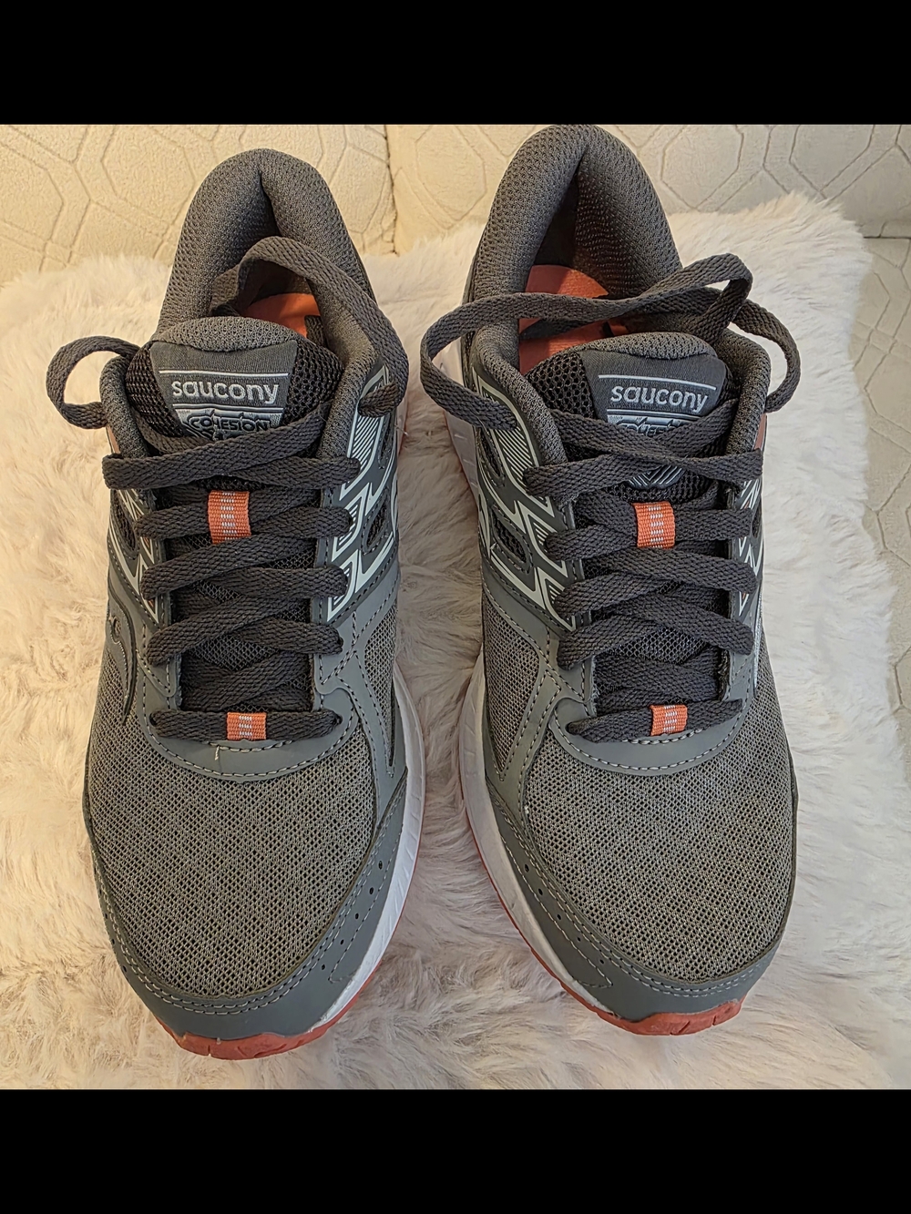 Saucony Women's Gray Athletic Shoes with Orange Accents